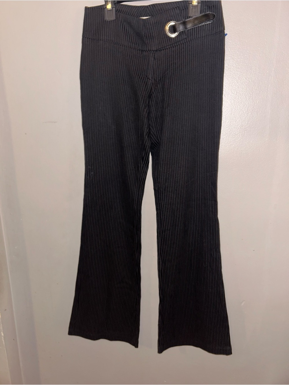 Vintage Y2K Low Rise Flare Pants - gray/black pinstripe